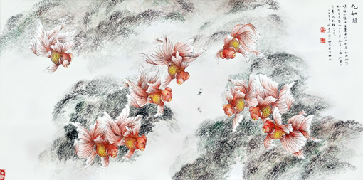 《九如图》 136cm×67cm 2008年