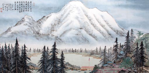 《美国雷尼尔雪山》 68cm×133cm 2009年