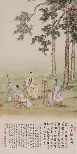 《桐下听琴图》 133cm×66cm 2012年
