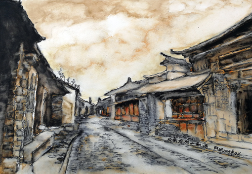 《白云悠然的飘过》水彩 2018年 39cmx27cm