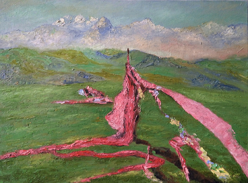 《雪后的马旗》水彩 2016年 80cmx60cm