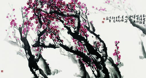 冯晓军作品《一嶺是梅花》98cm×198cm
