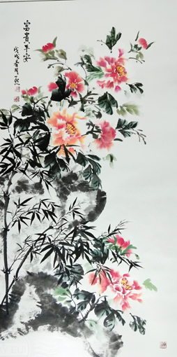 胡一然作品1《富贵平安》69cmX138cm