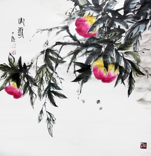 胡一然作品5斗方《大寿》69cmX69cm
