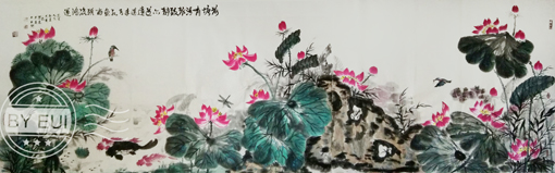 胡一然作品10《荷塘清趣图》100cmX300cm
