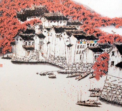 《山水人家》68cmx68cm