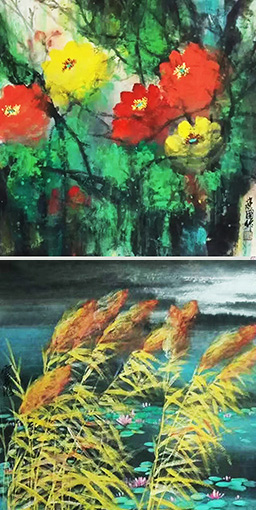 吴云石作品2 上牡丹图50cmX50cm下莲花清香50cmX50cm