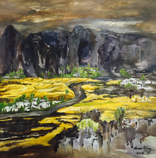 《无梦到徽州》100x100cm