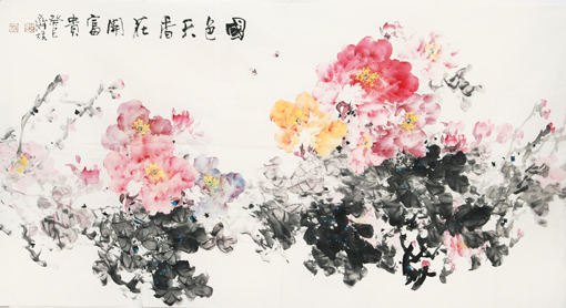 陈齐旗作品《国色天香 花开富贵》118x95cm