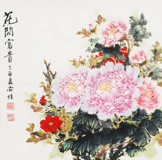 陈齐旗作品《花开富贵二》68x68cm