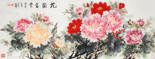 陈齐旗作品《花开富贵六》180x70cm