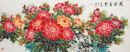 陈齐旗作品《花开富贵一》240x95cm