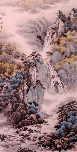 《云间泉鸣》 规格：138x70cm