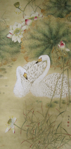 《相依不记秋》2015年作 133x64cm 《相依不记秋》2015年作 133x64cm