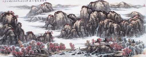 《白云深处有人家》规格：180×70cm