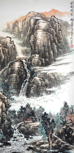 《云林晴峦图》规格：138×68cm