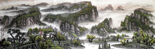 《春山多胜事》规格:300X120cm 《春山多胜事》规格:300X120cm