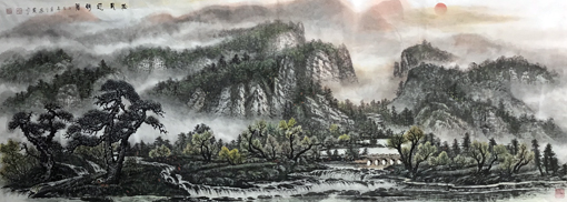 《松风迎朝阳》规格:380X120cm 《松风迎朝阳》规格:380X120cm