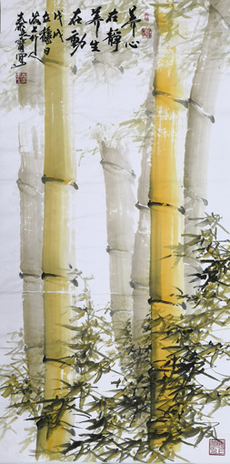 《养心在静，养生在动》规格：137cmx67cm 立轴