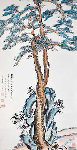 《松石图》规格：138x68cm