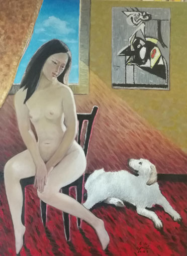 油画《遐思》90x120cm2018年