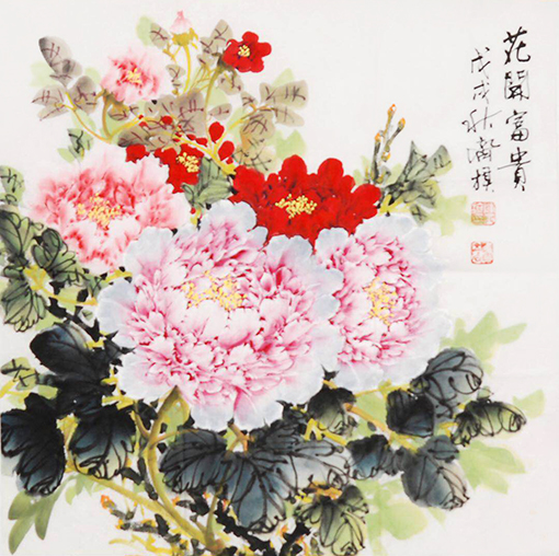 《花开富贵六》68x68cm