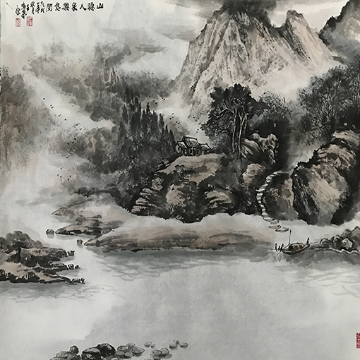 《山隐人家乐悠闲》规格：96x60cm