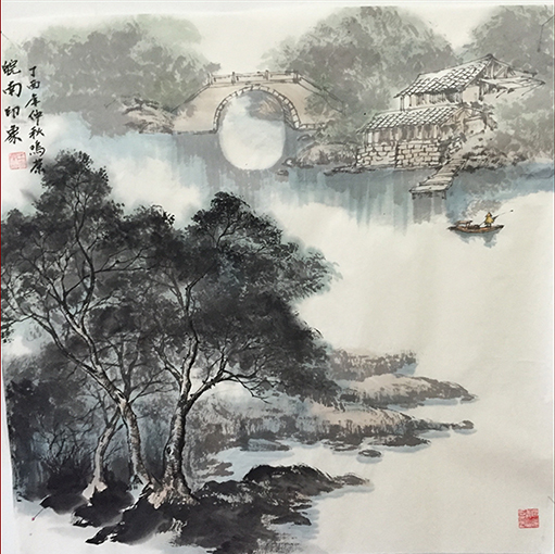 《皖南印象》规格：68x68cm