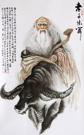 钟全昌作品《老子出关》1100cmx53cm